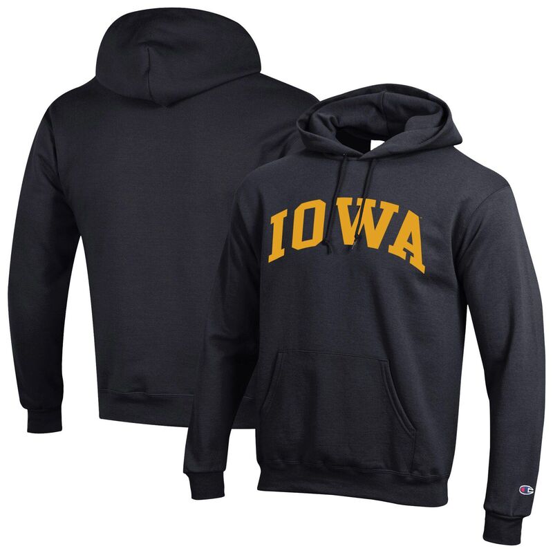 チャンピオン メンズ トップス Tシャツ フリース パーカー Men's Champion Black Iowa Hawkeyes Basic Arch Fleece Pullover Hoodie Iwa Black ブラック