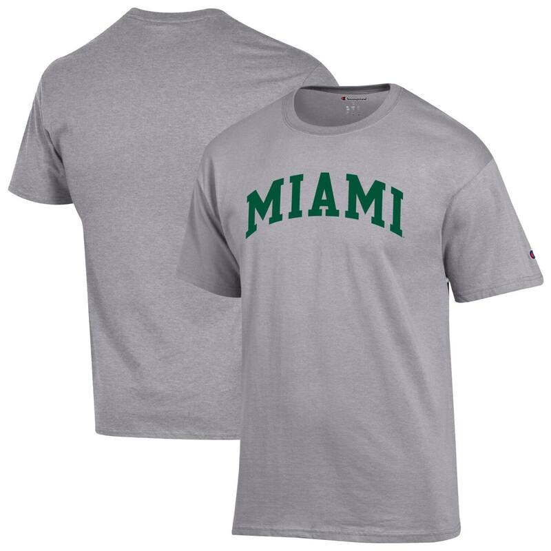 チャンピオン メンズ トップス Tシャツ Men Champion Heather Gray Miami Hurricanes Basic Arch T-Shirt Mia Grey グレー