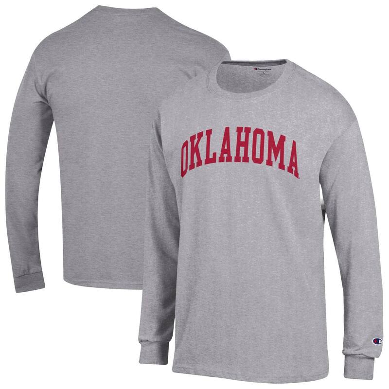チャンピオン メンズ トップス Tシャツ Men Champion Heather Gray Oklahoma Sooners Basic Arch Long Sleeve T-Shirt Okl Grey グレー