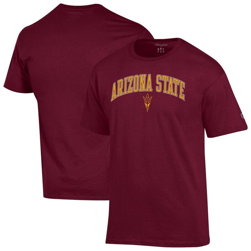 チャンピオン メンズ トップス Tシャツ ロゴ Men'sChampion Maroon Arizona State Sun Devils Arch Over Logo T-Shirt Asu Red レッド