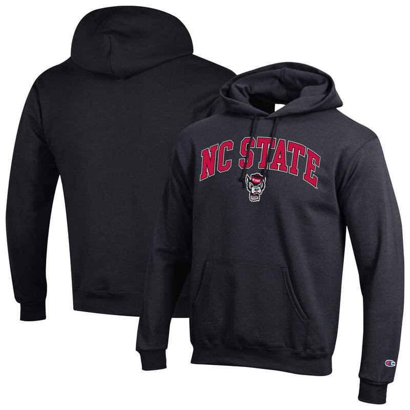 チャンピオン メンズ トップス Tシャツ ロゴ フリース パーカー MenChampion Black NC State Wolfpack Arched Logo Fleece Pullover Hoodie Nst Black ブラック