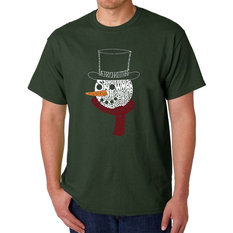 エルエーポップアート メンズ トップス ティーシャツ 天使の都市 Pop Art Snowman Face - Men\u0027s Word Art-Shirt Forest フォレスト トップス-メンズファッション-Tシャツ・カットソー