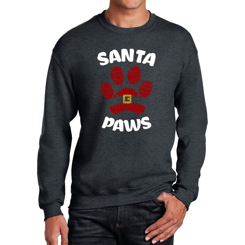 エルエーポップアート メンズ トップス Tシャツ クルーネック スウェット LA Pop Art Santa Paws - Men's Word Art Crewneck Sweatshirt Grey グレー｜ReVida 店