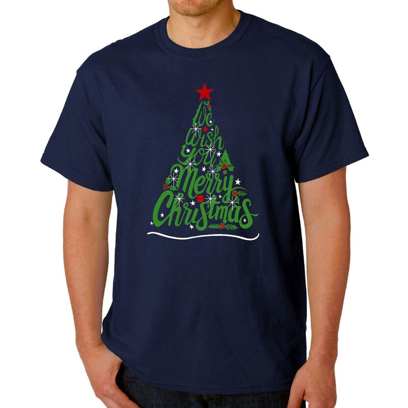 エルエーポップアート メンズ トップス ティーシャツ 天使の都市 Pop Art We Wish You A Merry Christmas - Men\u0027s Word Art-Shirt Navy 米国海軍 トップス-メンズファッション-Tシャツ・カットソー