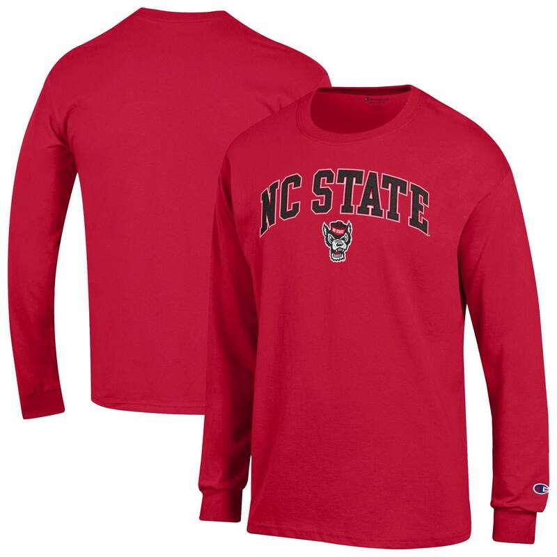 チャンピオン メンズ トップス Tシャツ ロゴ MenChampion Red NC State Wolfpack Arch Over Logo Long Sleeve T-Shirt Nst Red レッド