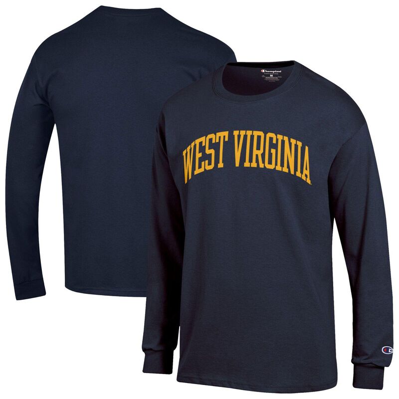 チャンピオン メンズ トップス Tシャツ Men Championavy West Virginia Mountaineers Basic Arch Long Sleeve T-Shirt Wvu Navy ネイビー