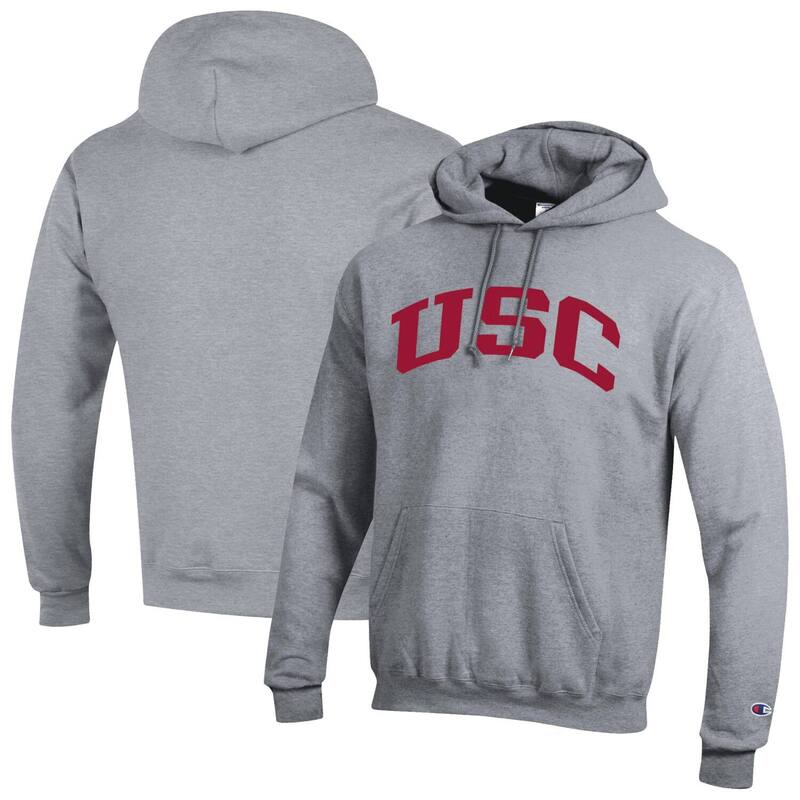 チャンピオン メンズ トップス Tシャツ フリース パーカー Men's Champion Heather Gray USC Trojans Basic Arch Fleece Pullover Hoodie Usc Grey グレー
