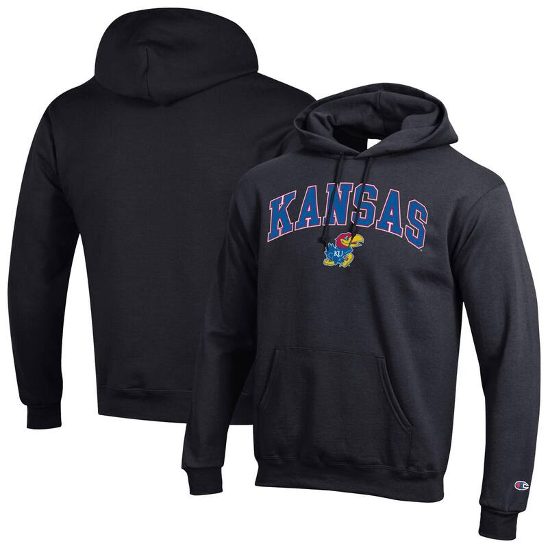 チャンピオン メンズ トップス Tシャツ ロゴ パーカー Men'sChampion Blackansas Jayhawks Arch Over Logo Pullover Hoodie Kns Black ブラック