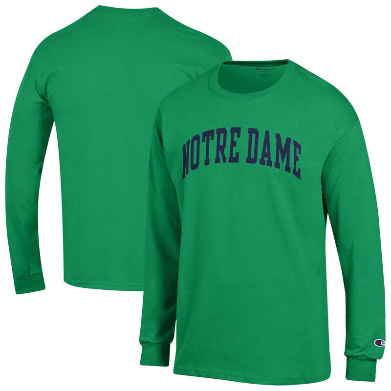 チャンピオン メンズ トップス Tシャツ Men's Champion Greenotre Dame Fighting Irish Basic Arch Long Sleeve T-Shirt Ntd Green グリーン