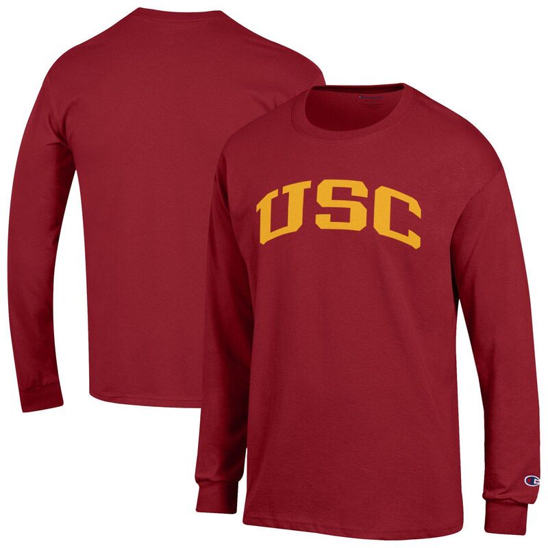 チャンピオン メンズ トップス Tシャツ Men's Champion Cardinal USC Trojans Basic Arch Long Sleeve T-Shirt Usc Red レッド