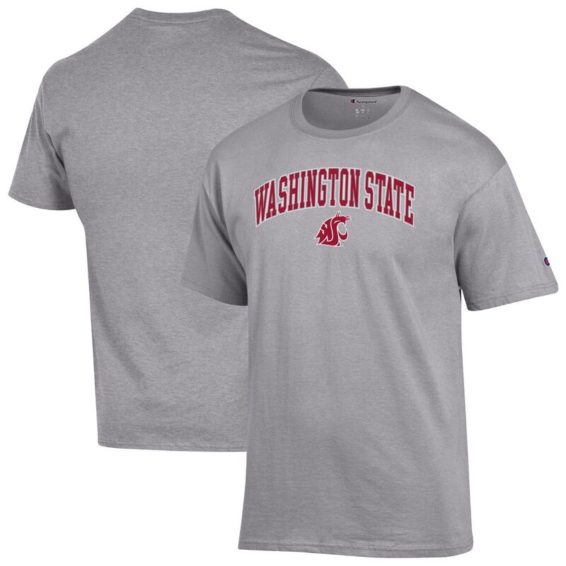チャンピオン メンズ トップス Tシャツ ロゴ Men'sChampion Heather Gray Washington State Cougars Arch Over Logo T-Shirt Wsc Grey グレー