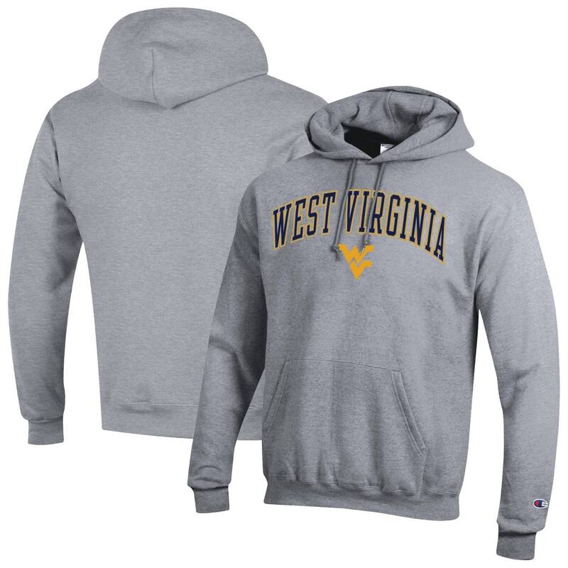 チャンピオン メンズ トップス Tシャツ ロゴ パーカー MenChampion Heather Gray West Virginia Mountaineers Arch Over Logo Pullover Hoodie Wvu Grey グレー