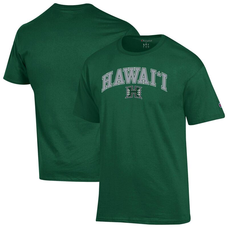 チャンピオン メンズ トップス Tシャツ ロゴ Men'sChampion Green Hawaii Rainbowarriors Arch Over Logo T-Shirt Hwi Green グリーン｜ReVida 店