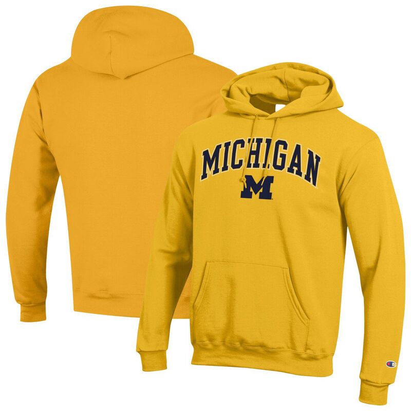 チャンピオン メンズ トップス Tシャツ ロゴ パーカー MenChampion Maize Michigan Wolverines Arch Over Logo Pullover Hoodie Mic Gold ゴールド