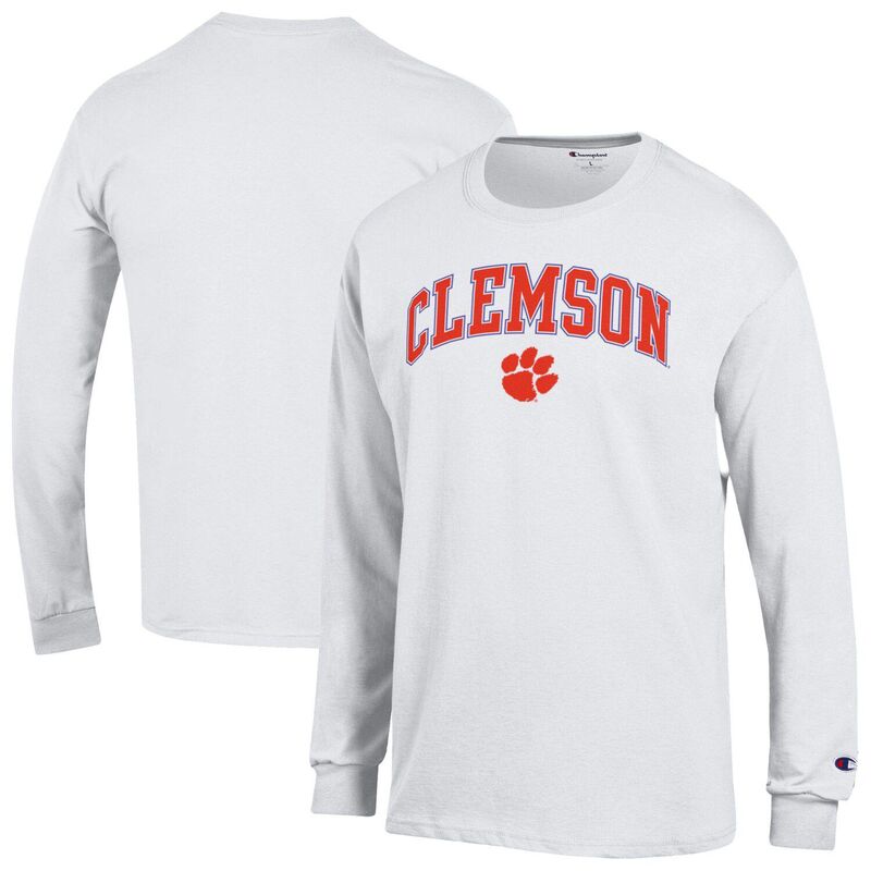 チャンピオン メンズ トップス Tシャツ ロゴ MenChampion White Clemson Tigers Arch Over Logo Long Sleeve T-Shirt Clm White ホワイト