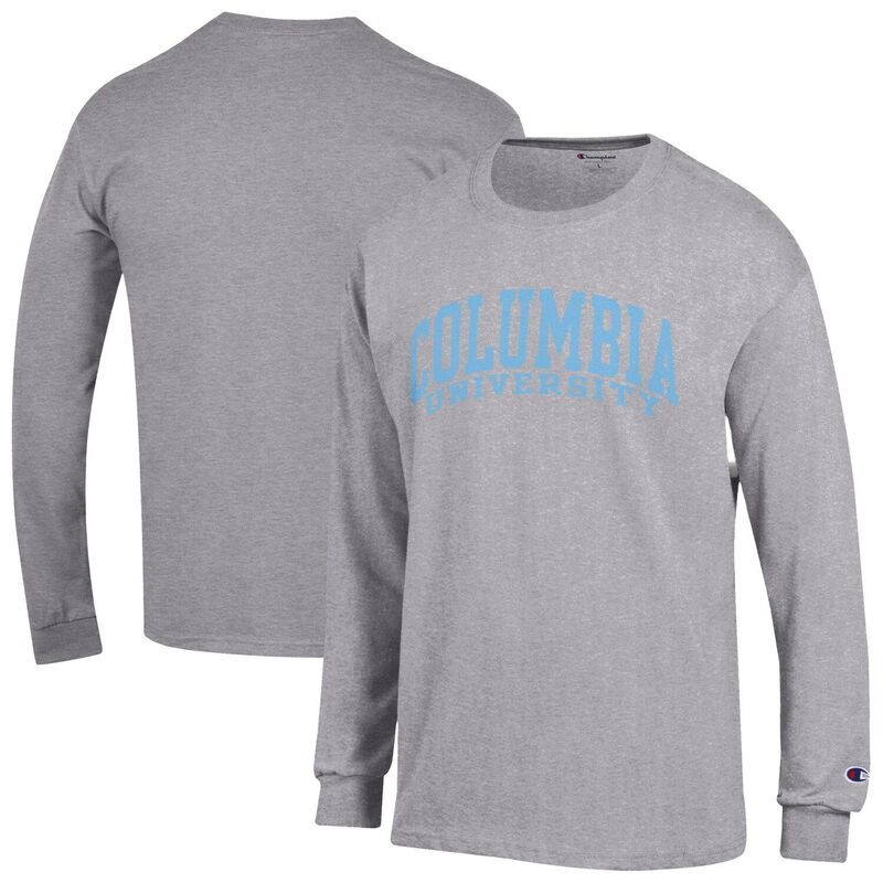チャンピオン メンズ トップス Tシャツ Men Champion Heather Gray Columbia University Basic Arch Long Sleeve T-Shirt Nc2 Grey グレー