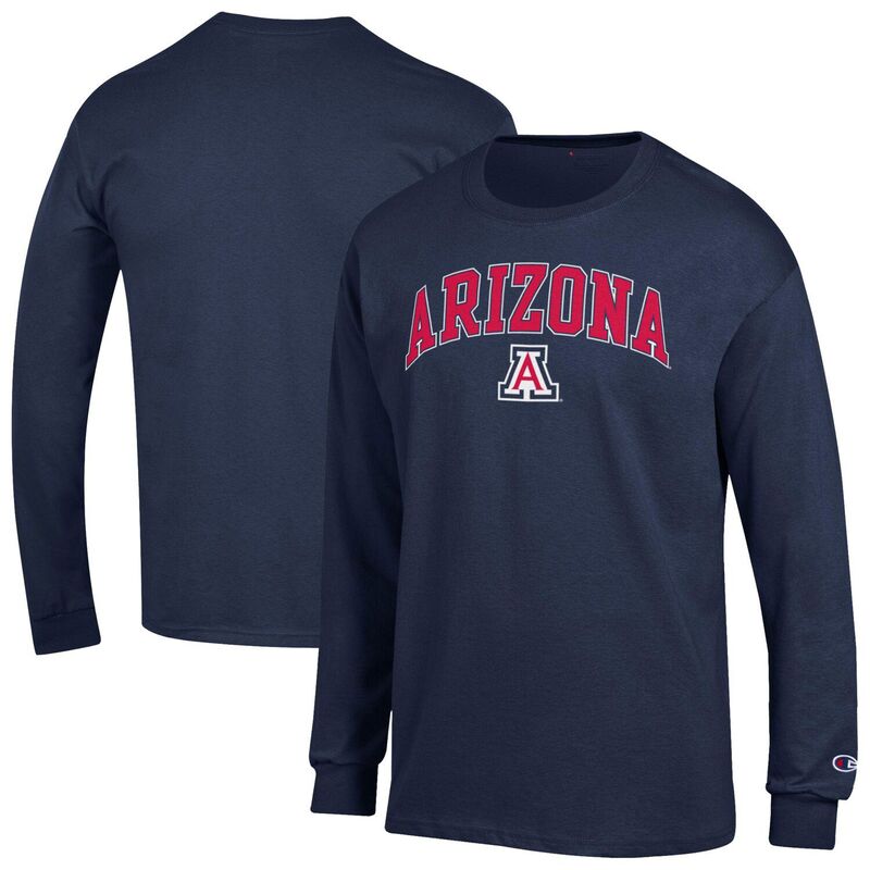 チャンピオン メンズ トップス Tシャツ ロゴ Men'sChampionavy Arizona Wildcats Arch Over Logo Long Sleeve T-Shirt Arz Navy ネイビー