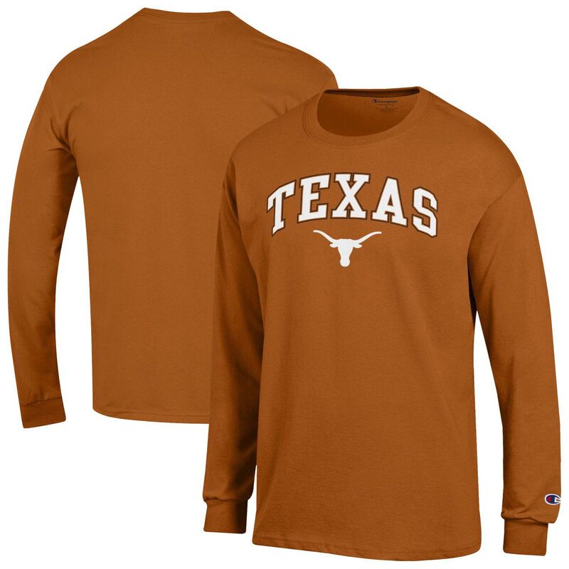 チャンピオン メンズ トップス Tシャツ ロゴ Men'sChampion Texas Orange Texas Longhorns Arch Over Logo Long Sleeve T-Shirtex Orange オレンジ