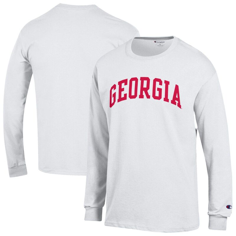 チャンピオン メンズ トップス Tシャツ Men Champion White Georgia Bulldogs Basic Arch Long Sleeve T-Shirt Uga White ホワイト