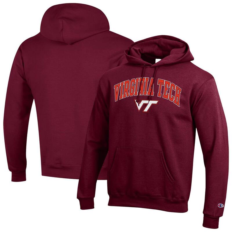 チャンピオン メンズ トップス Tシャツ ロゴ フリース パーカー Men'sChampion Maroon Virginia Techokies Arched Logo Fleece Pullover Hoodie Vat Red レッド｜ReVida 店