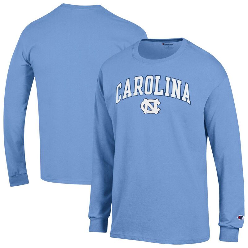 チャンピオン メンズ トップス Tシャツ ロゴ ヒール Men'sChampion Carolina Blue North Carolina Tar Heels Arch Over Logo Long Sleeve T-Shirt Unc Light ブルー