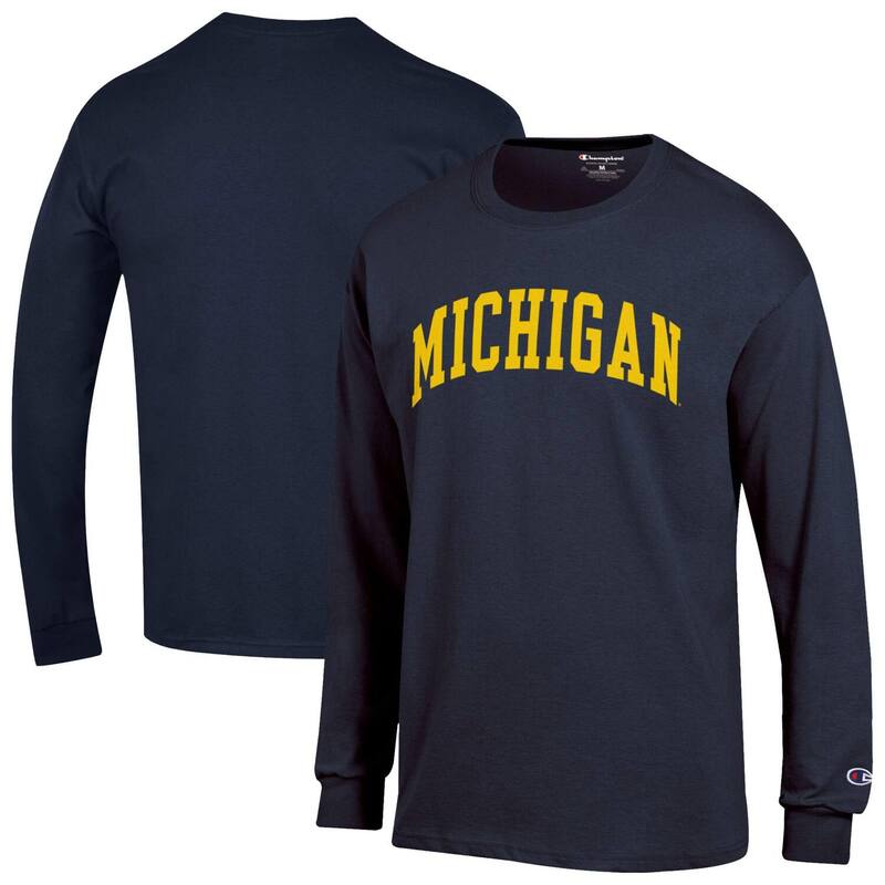 チャンピオン メンズ トップス Tシャツ Men Championavy Michigan Wolverines Basic Arch Long Sleeve T-Shirt Mic Navy ネイビー