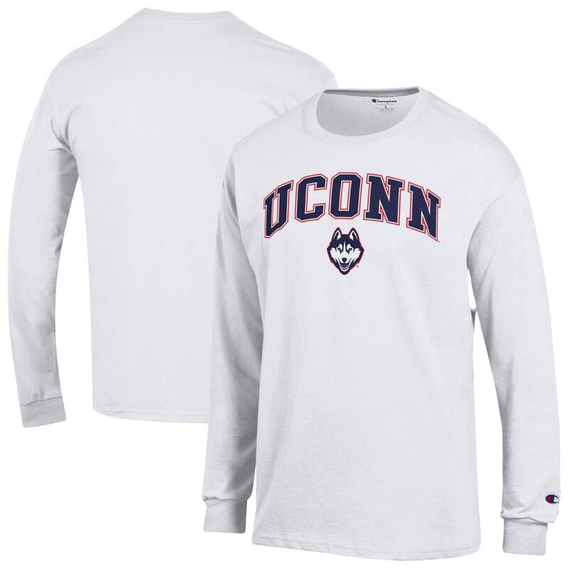 チャンピオン メンズ トップス Tシャツ ロゴ MenChampion White UConn Huskies Arch Over Logo Long Sleeve T-Shirt Con White ホワイト