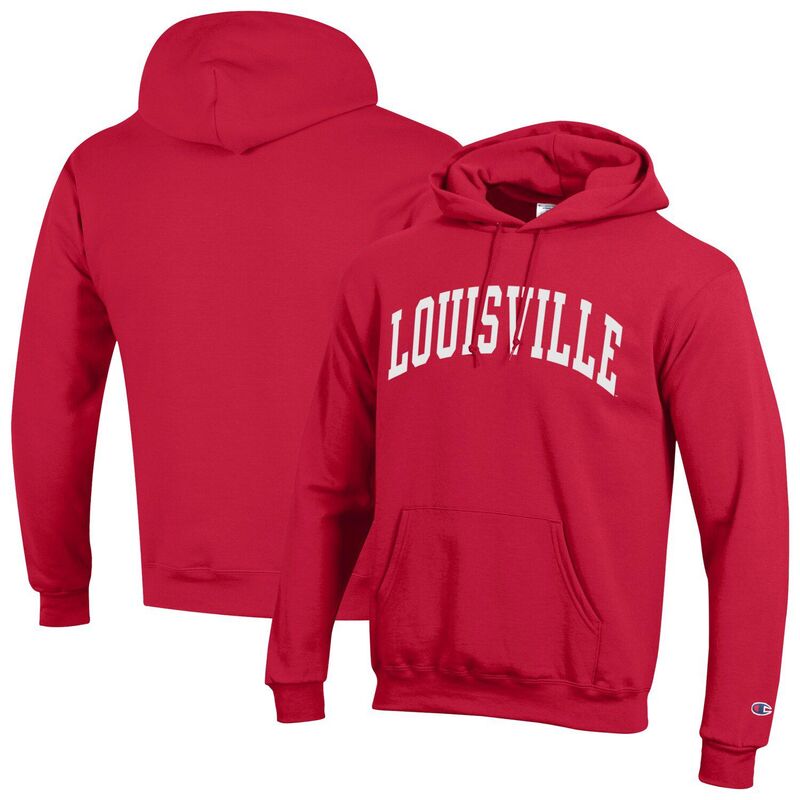チャンピオン メンズ トップス Tシャツ フリース パーカー Men's Champion Red Louisville Cardinals Basic Arch Fleece Pullover Hoodie Lou Red レッド
