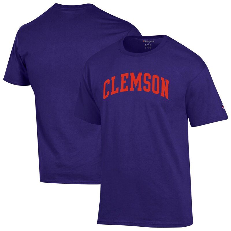 チャンピオン メンズ トップス Tシャツ Men's Champion Purple Clemson Tigers Basic Arch T-Shirt Clm Purple パープル|ReVida 店