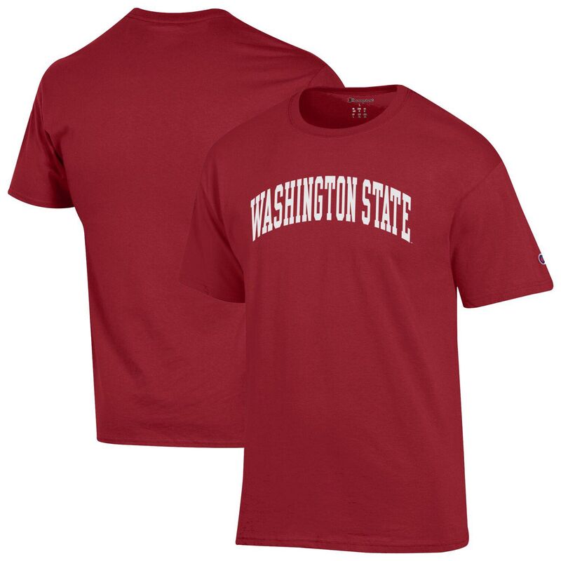 チャンピオン メンズ トップス Tシャツ Men's Champion Crimson Washington State Cougars Basic Arch T-Shirt Wsc Red レッド