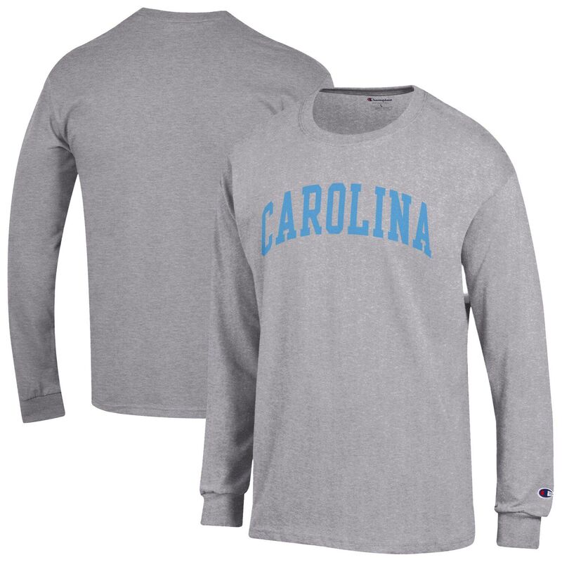 チャンピオン メンズ トップス Tシャツ ヒール Men's Champion Heather Gray North Carolina Tar Heels Basic Arch Long Sleeve T-Shirt Unc Grey グレー