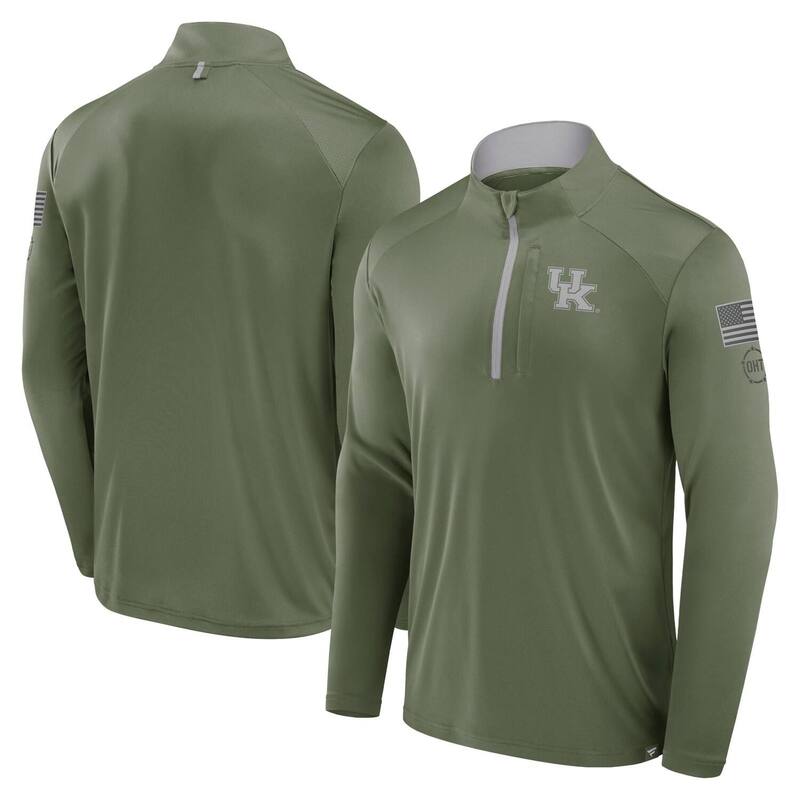 【送料無料】 ファナティクス メンズ Tシャツ トップス Men Fanatics Olive Kentucky Wildcats OHT Military AppreciationDefender Quarter-Zip Jacket Ken Multi