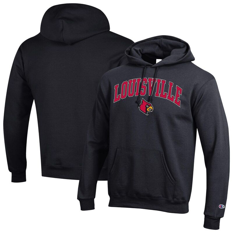 チャンピオン メンズ トップス Tシャツ ロゴ パーカー MenChampion Black Louisville Cardinals Arch Over Logo Pullover Hoodie Lou Black ブラック