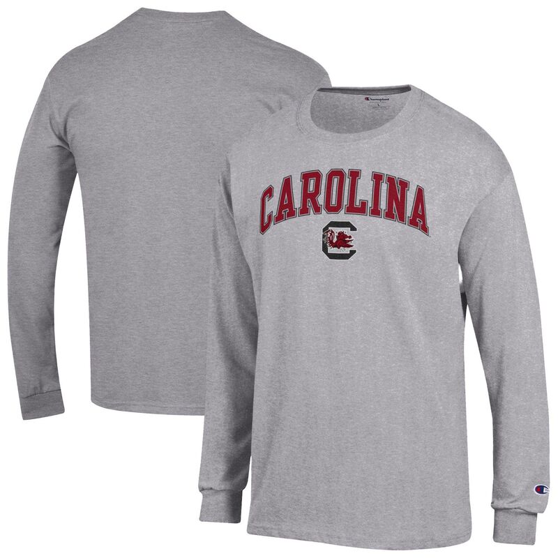 チャンピオン メンズ トップス Tシャツ ロゴ MenChampion Heather Gray South Carolina Gamecocks Arch Over Logo Long Sleeve T-Shirt Scr Grey グレー