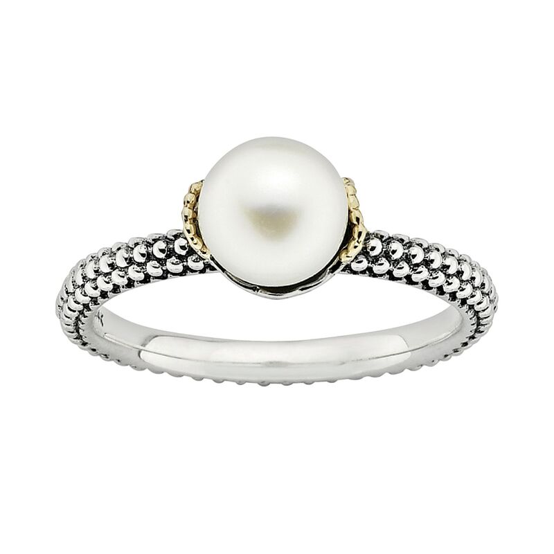 【送料無料】 アンブランデッド レディース リング アクセサリー Stacks & Stones 14k Gold & Sterling Silver Freshwater Cultured Pearl Stack Ring White