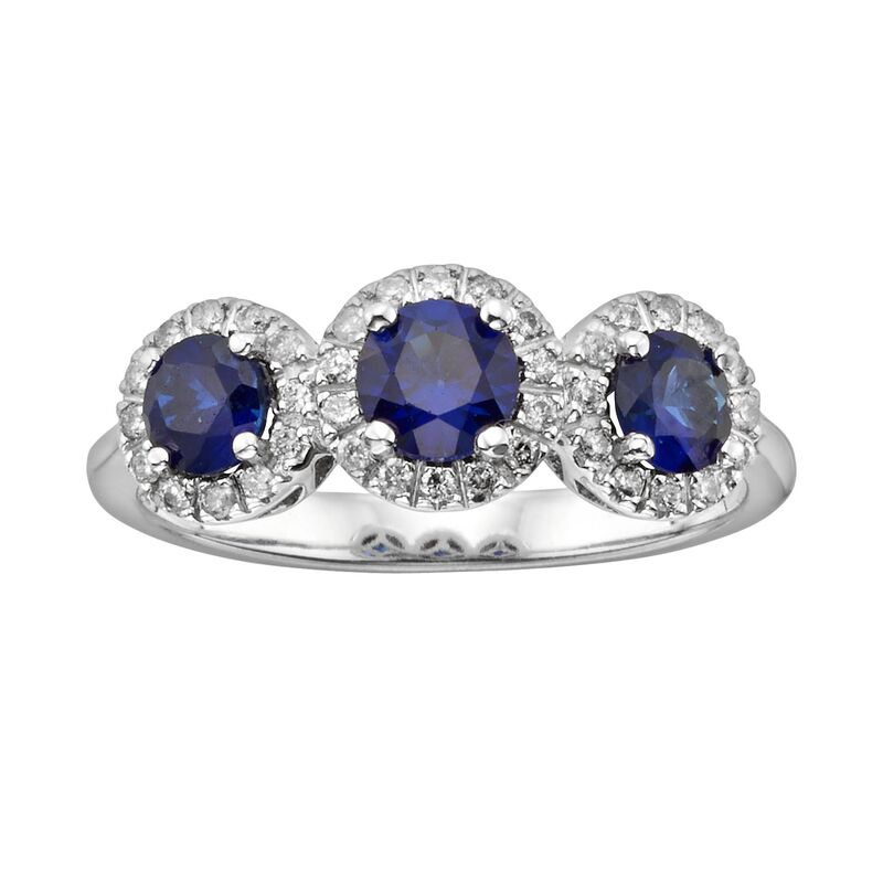 【送料無料】 アンブランデッド レディース リング アクセサリー The Regal Collection 14k White Gold Genuine Sapphire and 1/5-ct. T.W. IGL Certified Diamond 3-Stone Frame Ring Blue|ReVida 店