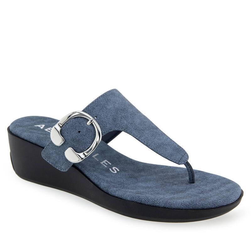 エアロソールズ レディース シューズ サンダル Aerosoles Izola Women's Wedge Sandals Blue Denim Texture デニム