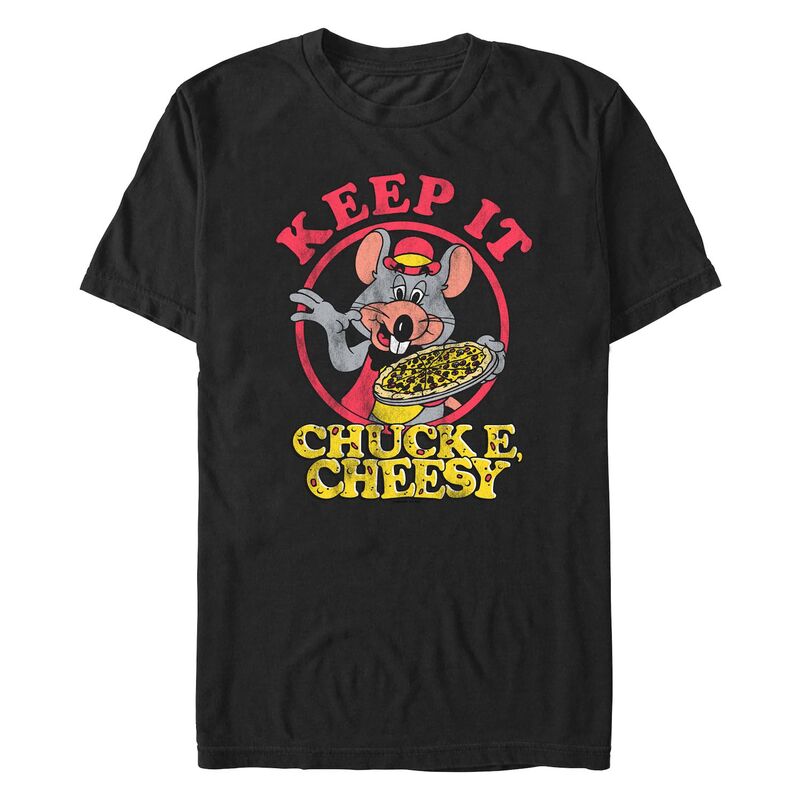 アニメキャラクター メンズ トップス Tシャツ トール グラフィック Licensed Character Big & Tall Chuck E. Cheese Keep It Cheesy Graphic Tee Black ブラック