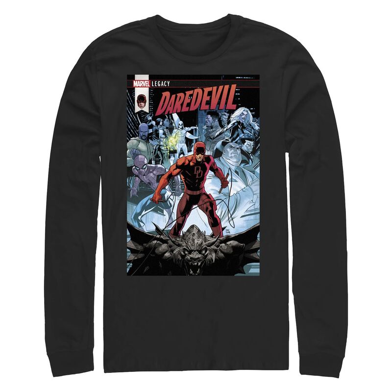 マーベル メンズ トップス ティーシャツ トール グラフィック Big \u0026 Tall Marvel Daredevil Comicover Long Sleeve Graphic Tee Black 黒いこと トップス-メンズファッション-Tシャツ・カットソー