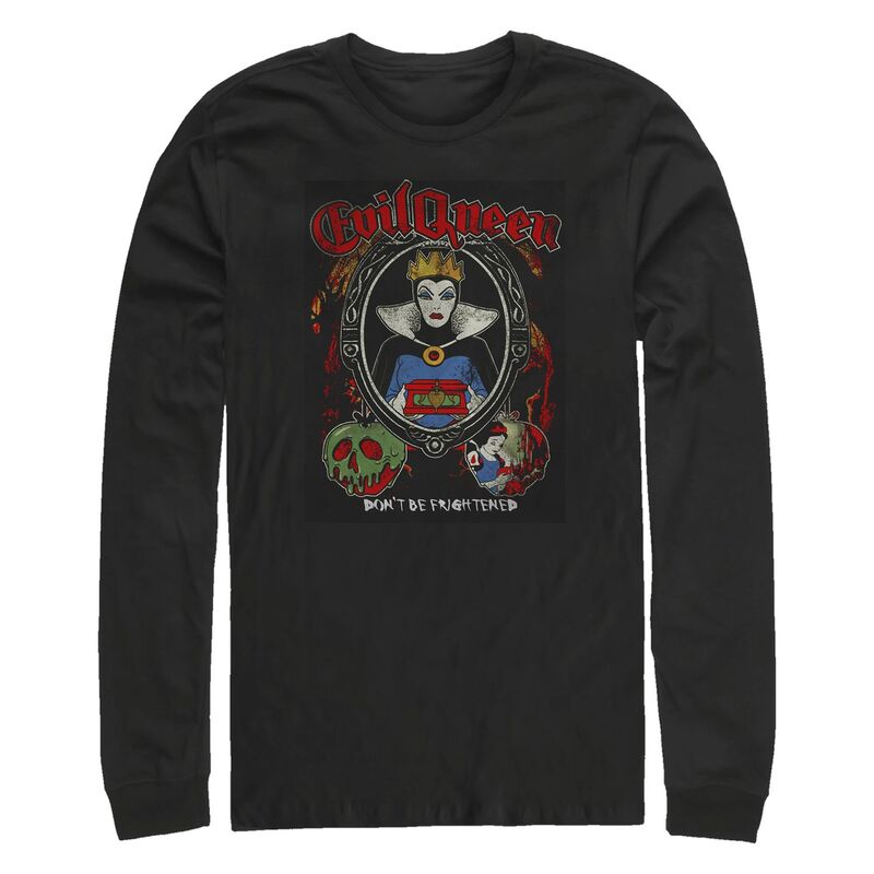 ウォルトディズニー メンズ トップス ティーシャツ トール グラフィック Disney Villains Evil Queen Don\u0027t Be Frightened Big \u0026 Tallong Sleeve Graphic Tee Black 黒いこと メンズファッション-トップス