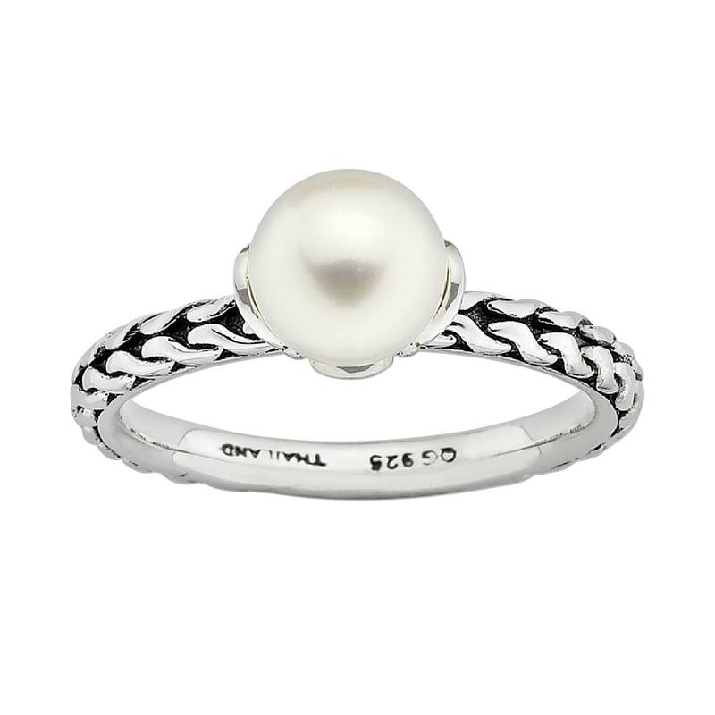【送料無料】 アンブランデッド レディース リング アクセサリー Stacks & Stones Sterling Silver Freshwater Cultured Pearl Stack Ring White