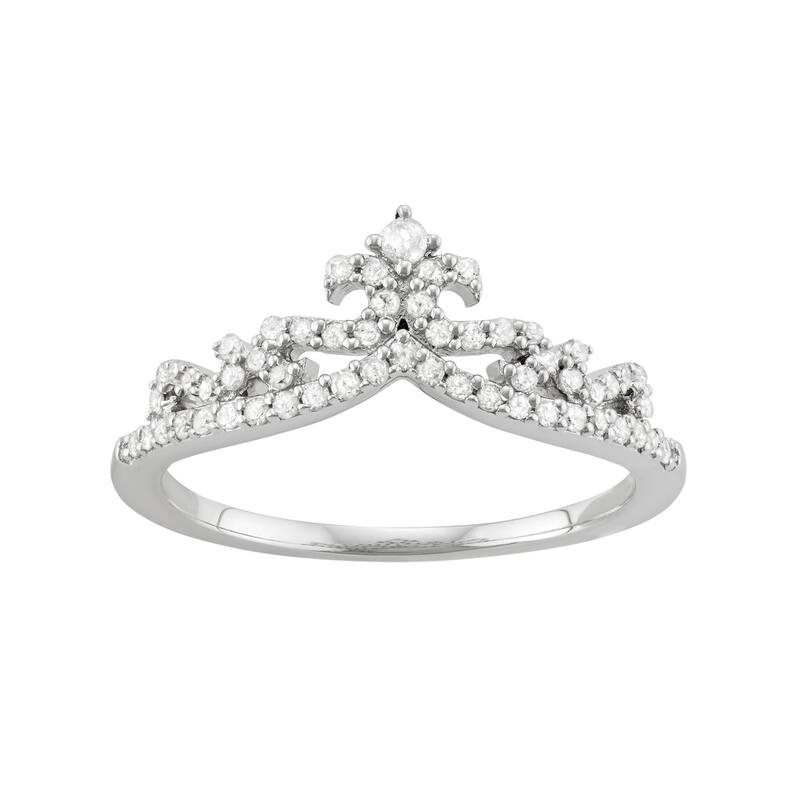 【送料無料】 アンブランデッド レディース リング アクセサリー Sterling Silver 1/3 Carat T.W. Diamond Crown Ring Sterling｜ReVida 店