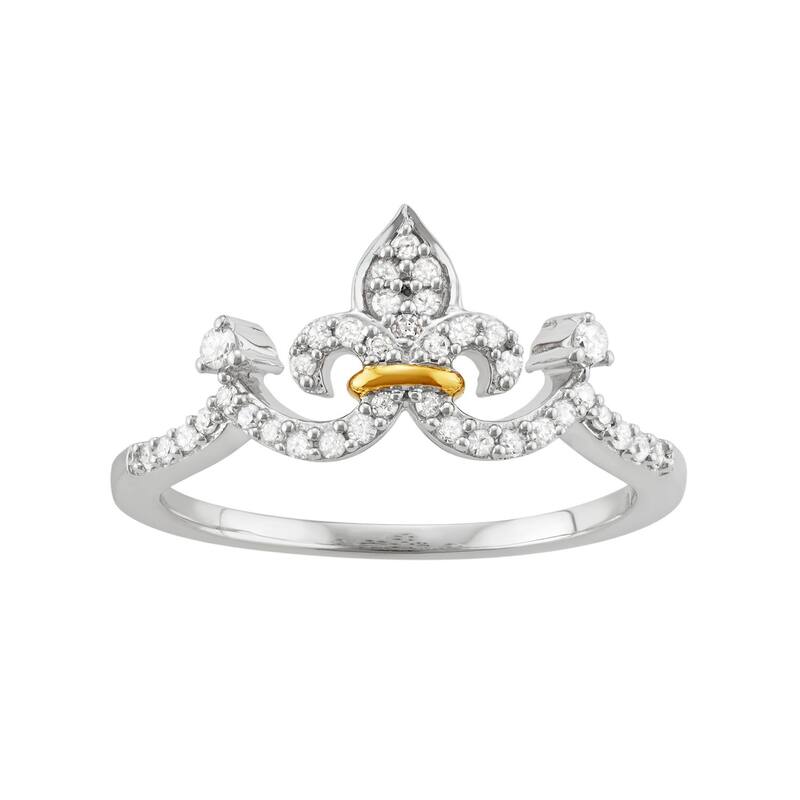 【送料無料】 アンブランデッド レディース リング アクセサリー Two Tone Sterling Silver 1/5 Carat T.W. Diamond Crown Ring Sterling