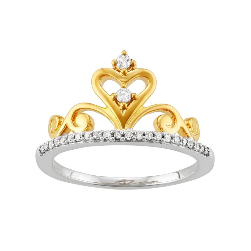 【送料無料】 アンブランデッド レディース リング アクセサリー Two Tone Sterling Silver 1/6 Carat T.W. Diamond Crown Ring Sterling
