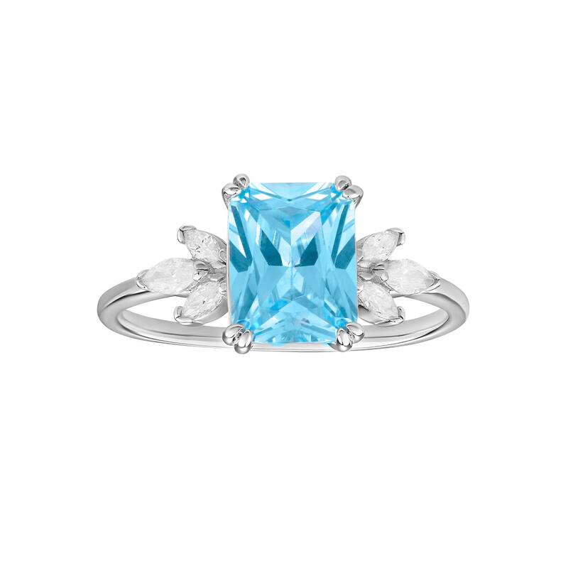 プリムローズ レディース アクセサリー リング PRIMROSE Sterling Silvered & White Cubic Zirconia Ring Sterling Silver Aqua アクア