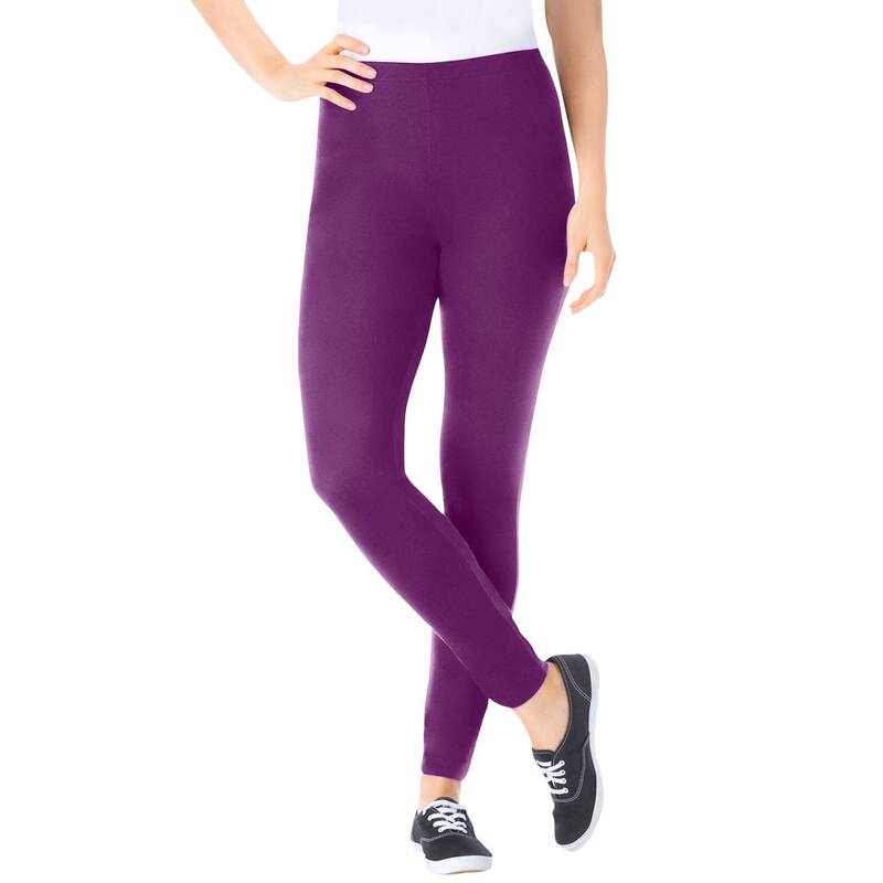 ウーマン ウィズイン レディース ボトムス カジュアルパンツ プラスサイズ プチ コットン Woman Within Women's Plusize Petite Stretch Cotton Legging Plum Purple パープル