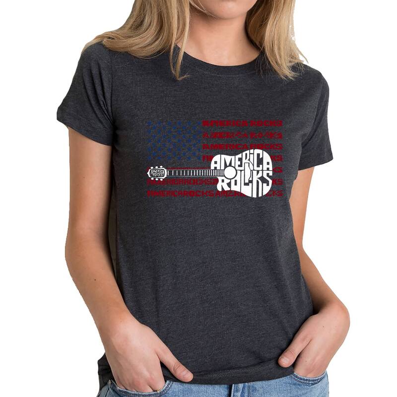 エルエーポップアート レディース トップス Tシャツ LA Pop Art America Rocks - Women's Premium Blend Word Art-Shirt Black ブラック