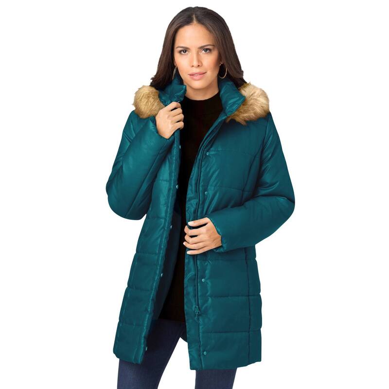 ロアマンズ レディース アウター ジャケット・ブルゾン プラスサイズ キルティング Roaman's Women's Plusize Classic Length Quilted Puffer Jacket Deep Lagoon｜ReVida 店 18,801円