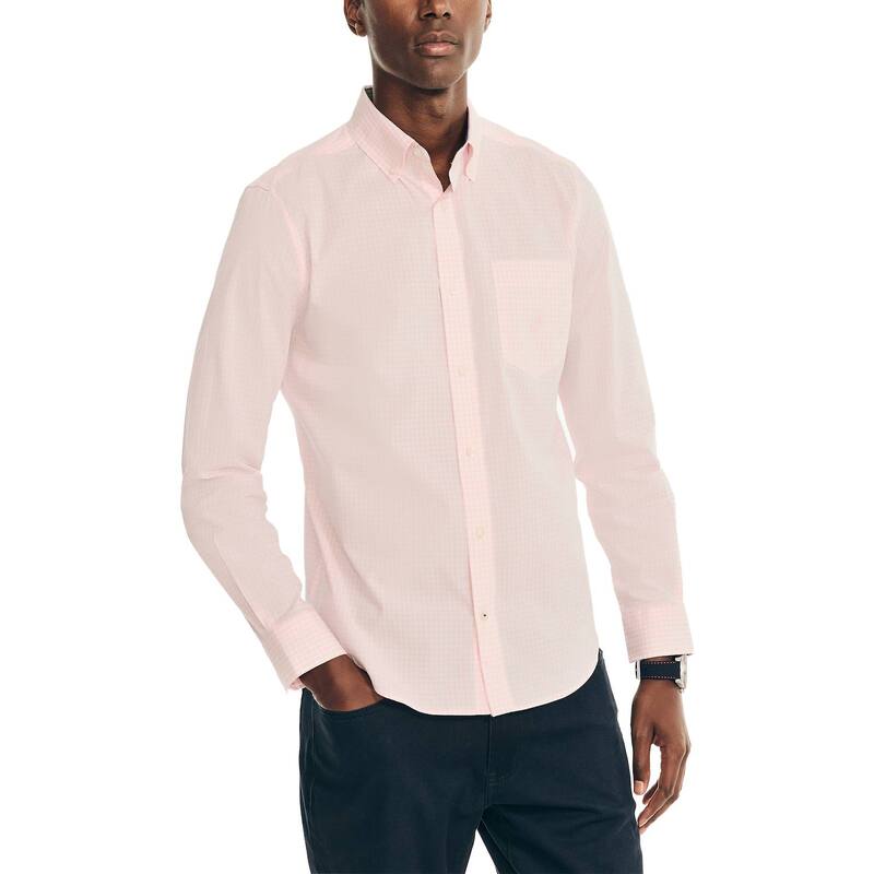 ナウティカ メンズ トップス Tシャツ ギンガムチェック ギンガム Men's Nautica Long Sleeve Tencel Anchor Gingham Shirt Pink ピンク|ReVida 店