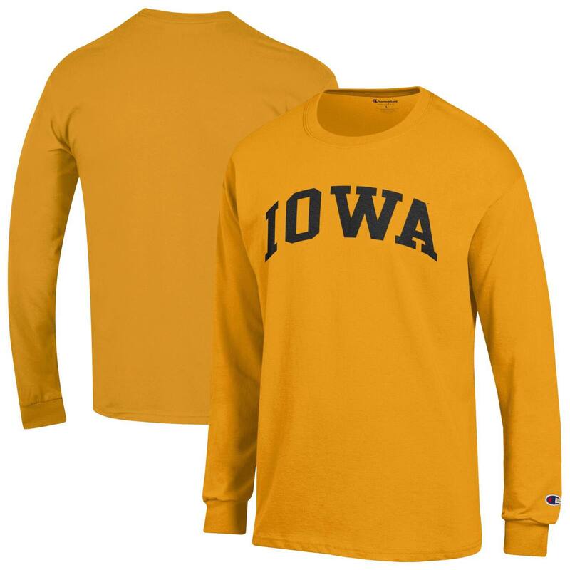 チャンピオン メンズ トップス Tシャツ Men's Champion Gold Iowa Hawkeyes Basic Arch Long Sleeve T-Shirt Iwa Gold ゴールド